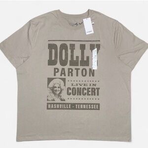 Dolly Parton Taupe Graphic concert Tee with Subtle Dark Print XXL